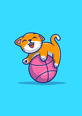 Cute Cat Playing Ball