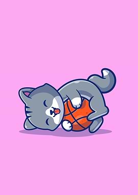 Cute Cat Playing Ball