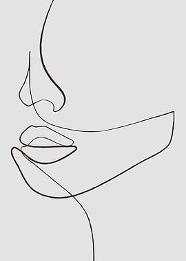 Erotic woman face line art