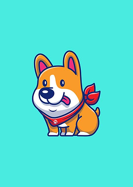 Cute Corgi Sitting Cartoon