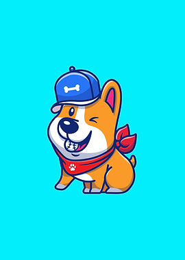 Cute Corgi With Baseball