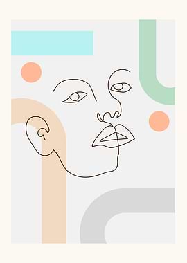 Woman modern one line art