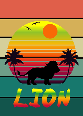 retro popart lion