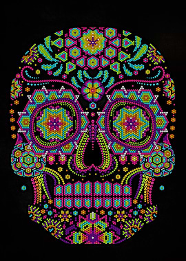 skull huichol mexico art