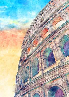 Rome Watercolor Painting