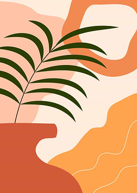 Abstract Palm leaf vase