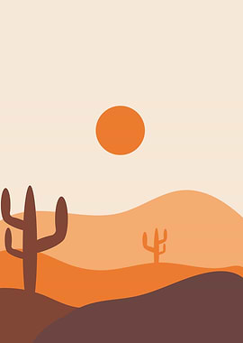 Cactus sun modern art