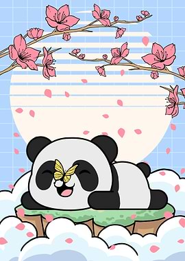 Cute Panda Cherry Blossom