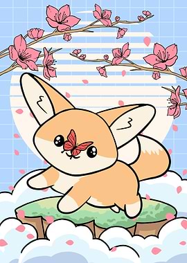 Fennec fox Cherry Blossom