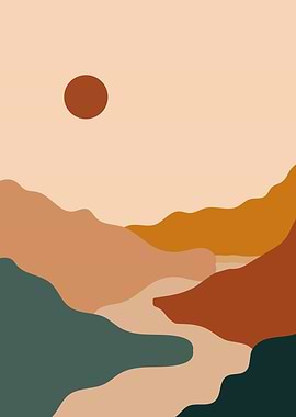 Nature mountain river sun