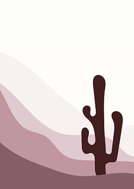 Mountain desert cactus art