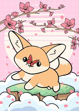 Fennec fox Cherry Blossom