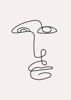 Modern Woman face line art