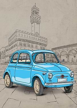 Blue sky Fiat 500