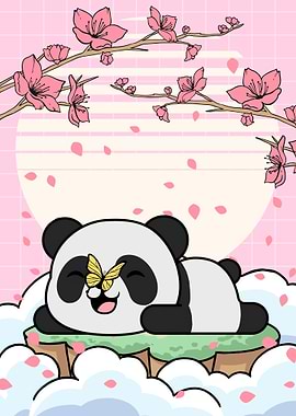 Cute Panda Cherry Blossom