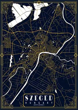 Szeged City Map Art Deco