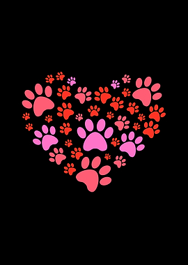 Paws Print Heart Shape Dog