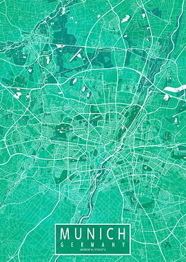 Munich City Map Watercolor