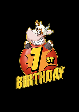 1st Birthday Balloon Cow