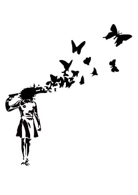 Banksy Girl Butterflies