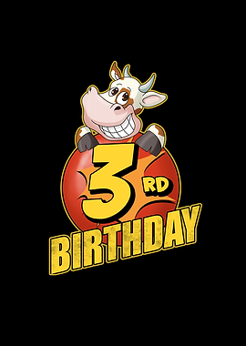 3rd Birthday Balloon Cow