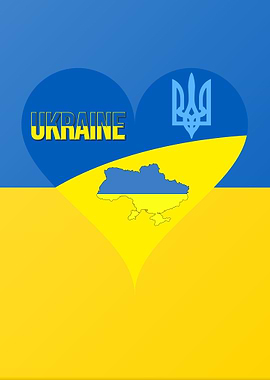 Ukraine Flag and Map