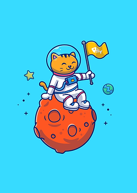 Cute Cat Astronaut Sitting