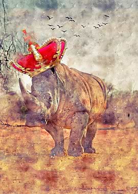 The Rhino King Watercolor