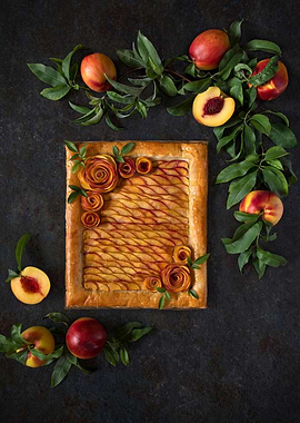 Peach roses tart