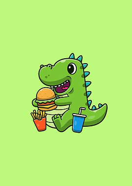 Cute Dinosaur Eating