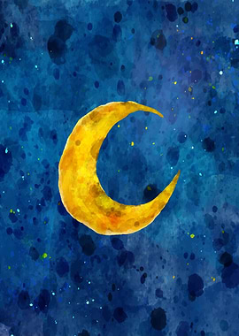 half moon water color