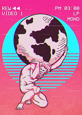 Atlas Statue Vaporwave