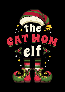Cat Mom Elf Christmas