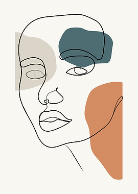 Female face one line art