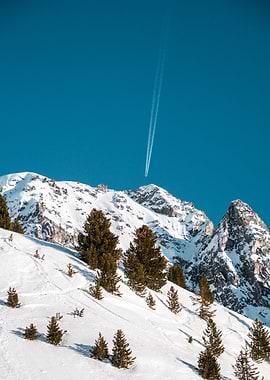 Airplane and mountain