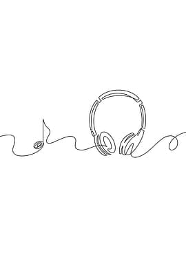 Headphone Music line art