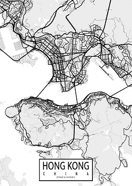 Hong Kong City Map Light