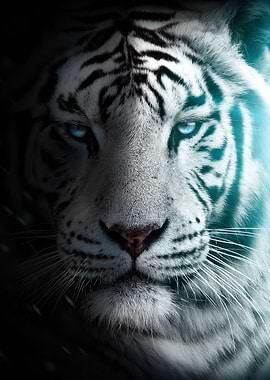snow tiger face poster