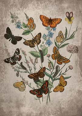 Butterflies Floral Art 3