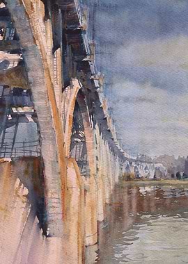 Bridge watercolor painting