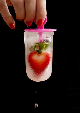 Strawberry in ice