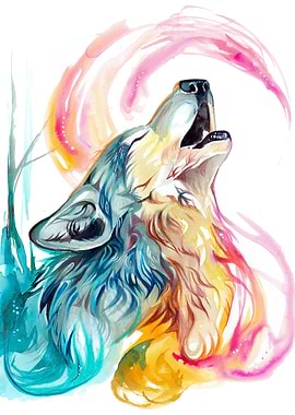 Howling Rainbow Wolf I