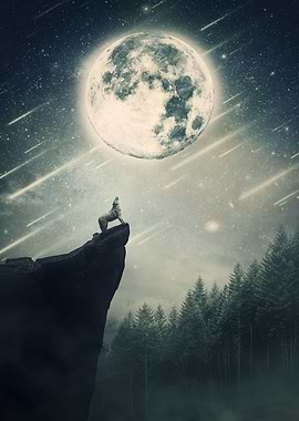 wolf howls to the moon
