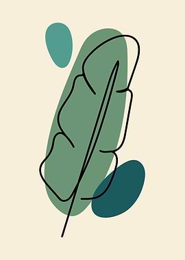 Green leaf one line art