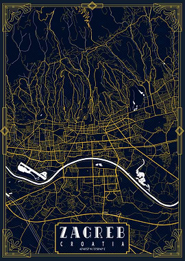 Zagreb City Map Gold