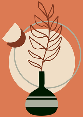 Abstract mid century leaf