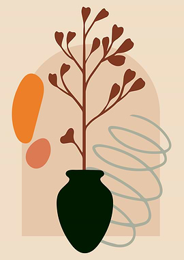 Tropical flowers vase line