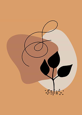 Black leaf line art shapes