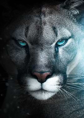 snow COUGAR face poster