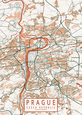 Prague City Map Bohemian